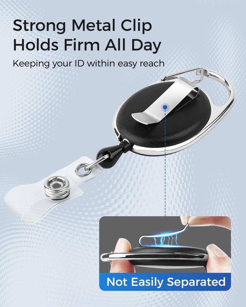 KTRIO ID Badge Holders with Clip Badge Reels - Vertical Clear Plastic ID Card Holders (2.5" x 3.4") - Retractable 24" Pull Cord for Office, School, 5 Pack - Image 3